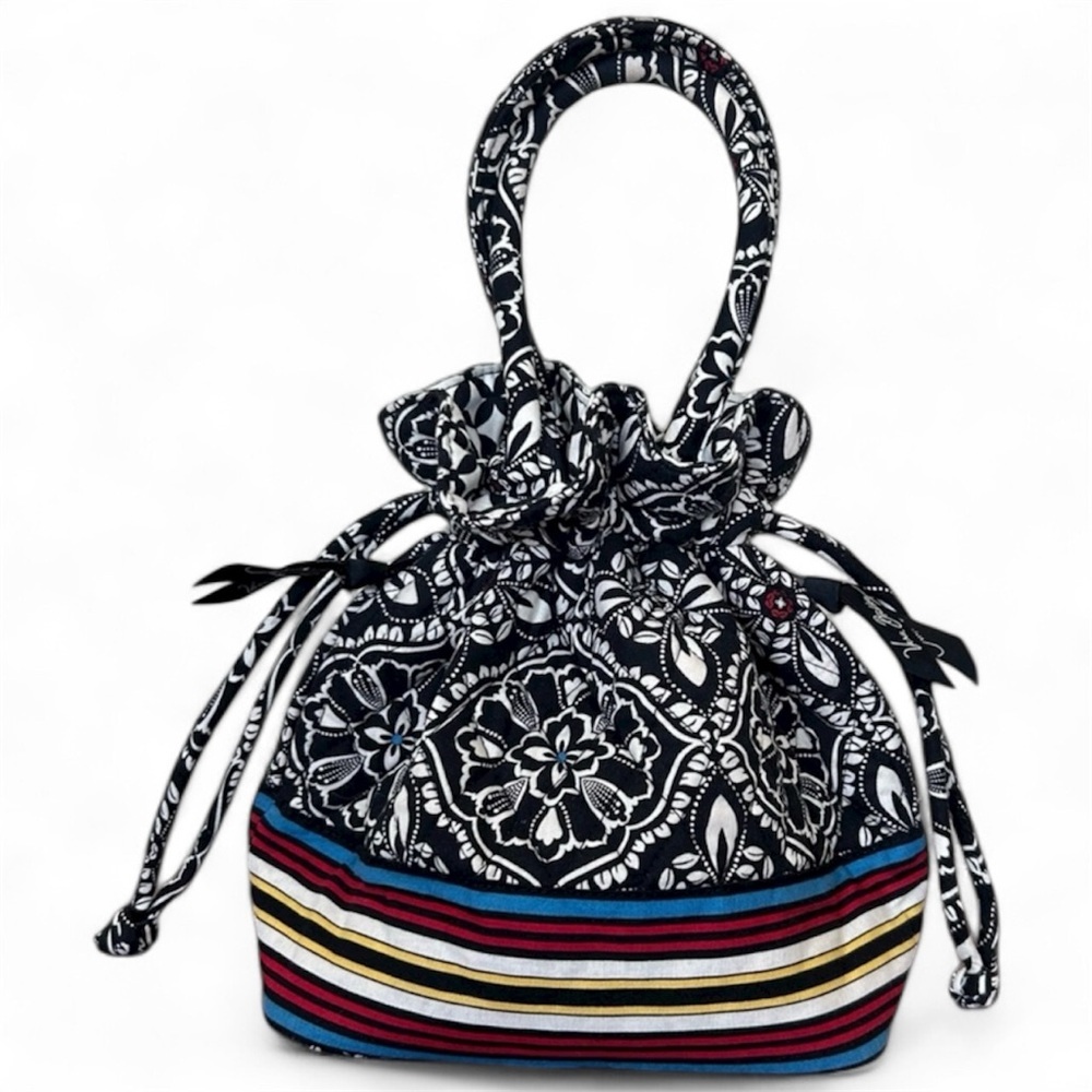 Vera Bradley Black and White Floral Draw String Bag